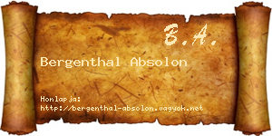 Bergenthal Absolon névjegykártya